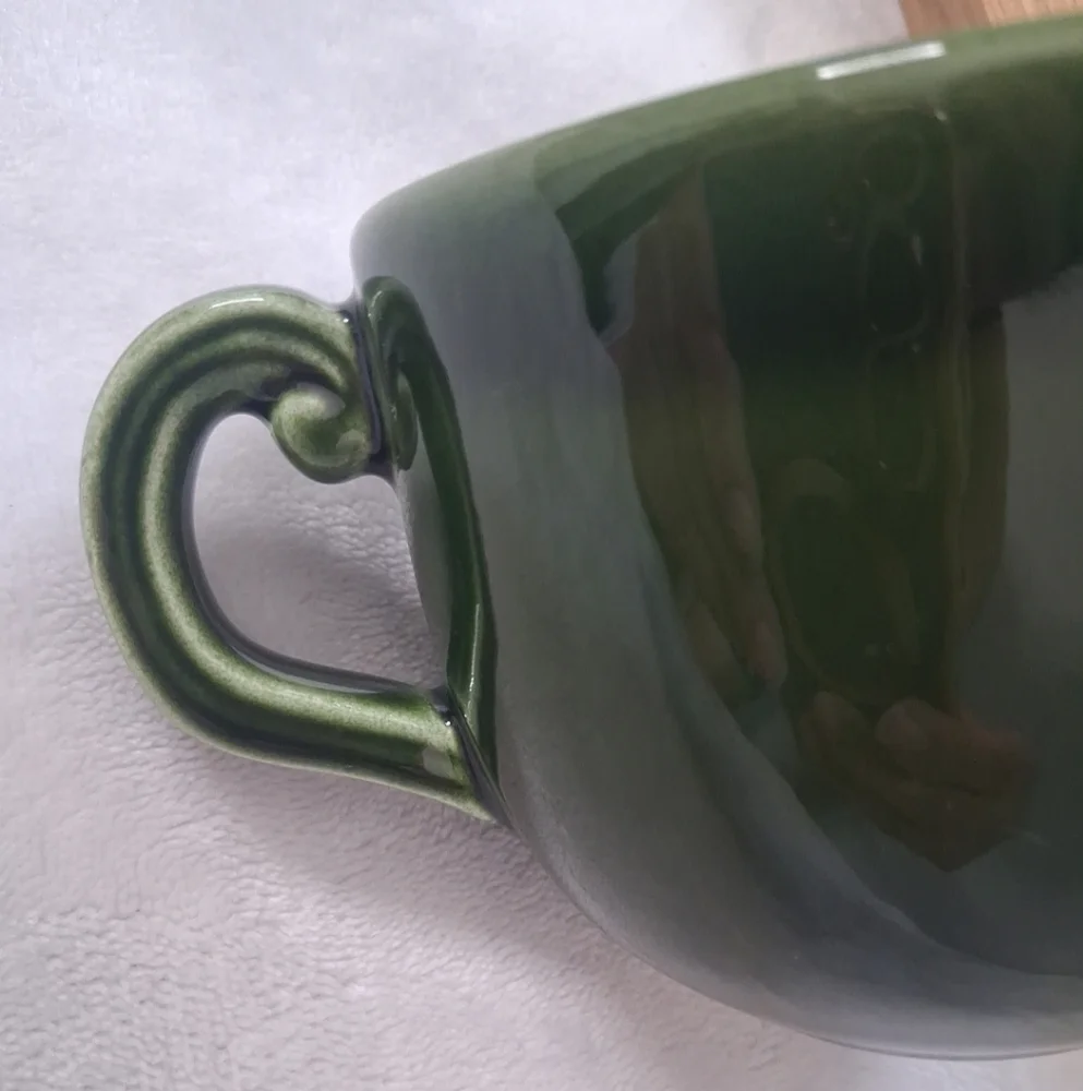 Pier 1 Imports Ceramic Coffee Mugs/Cups Green Brown Made In Italy